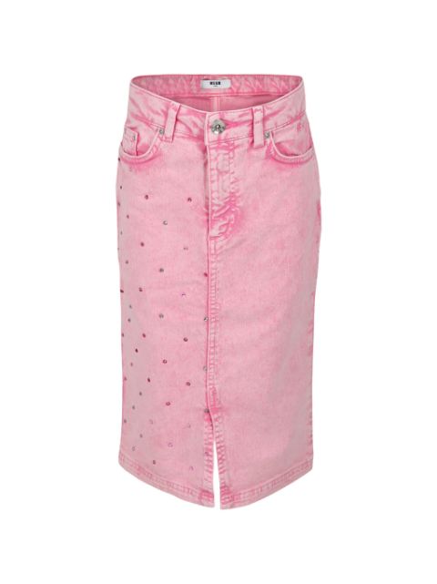 MSGM Kids crystal-embellished denim skirt