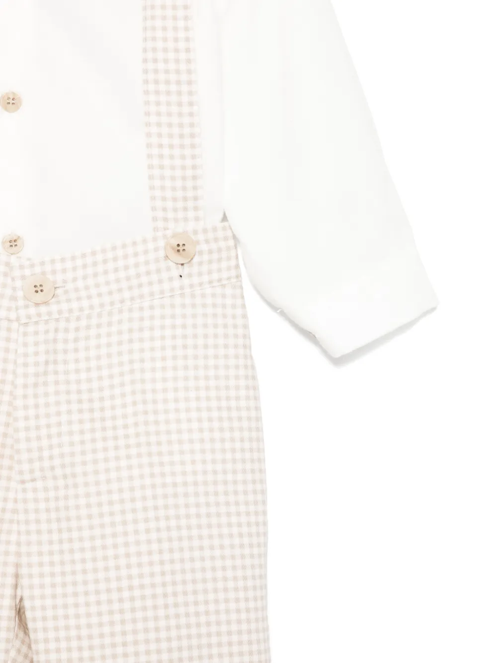 Colorichiari Blazer shirt en tuinbroek met wafel gebreide Beige