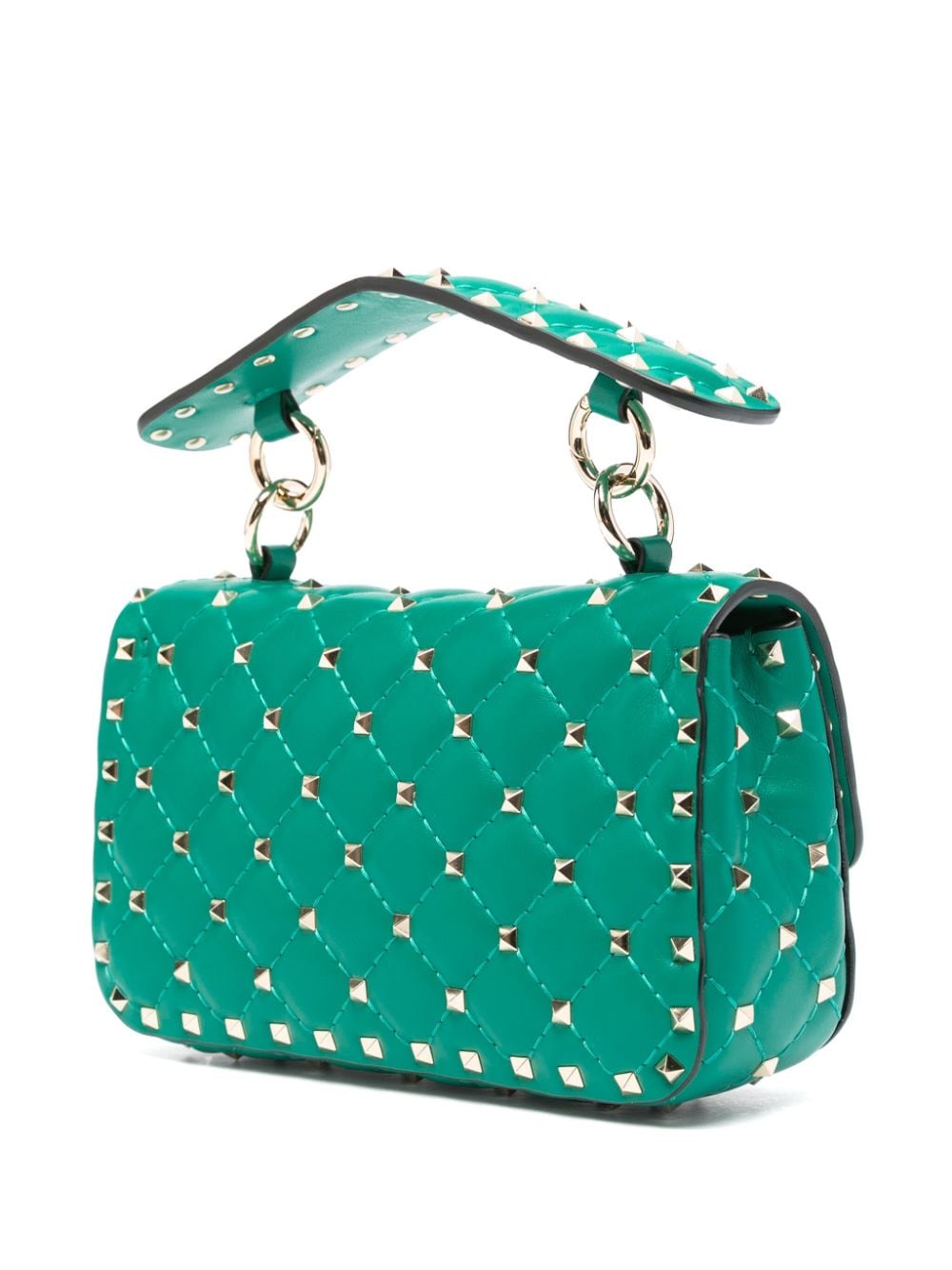 Shop Valentino Small Rockstud Spike Shoulder Bag In Green