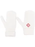 Casablanca column-stitch mittens - White