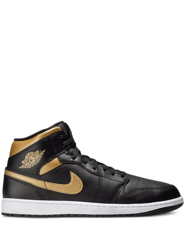 Jordan Tenis Air Jordan 1 Mid Black White Metallic Gold Negro FARFETCH MX