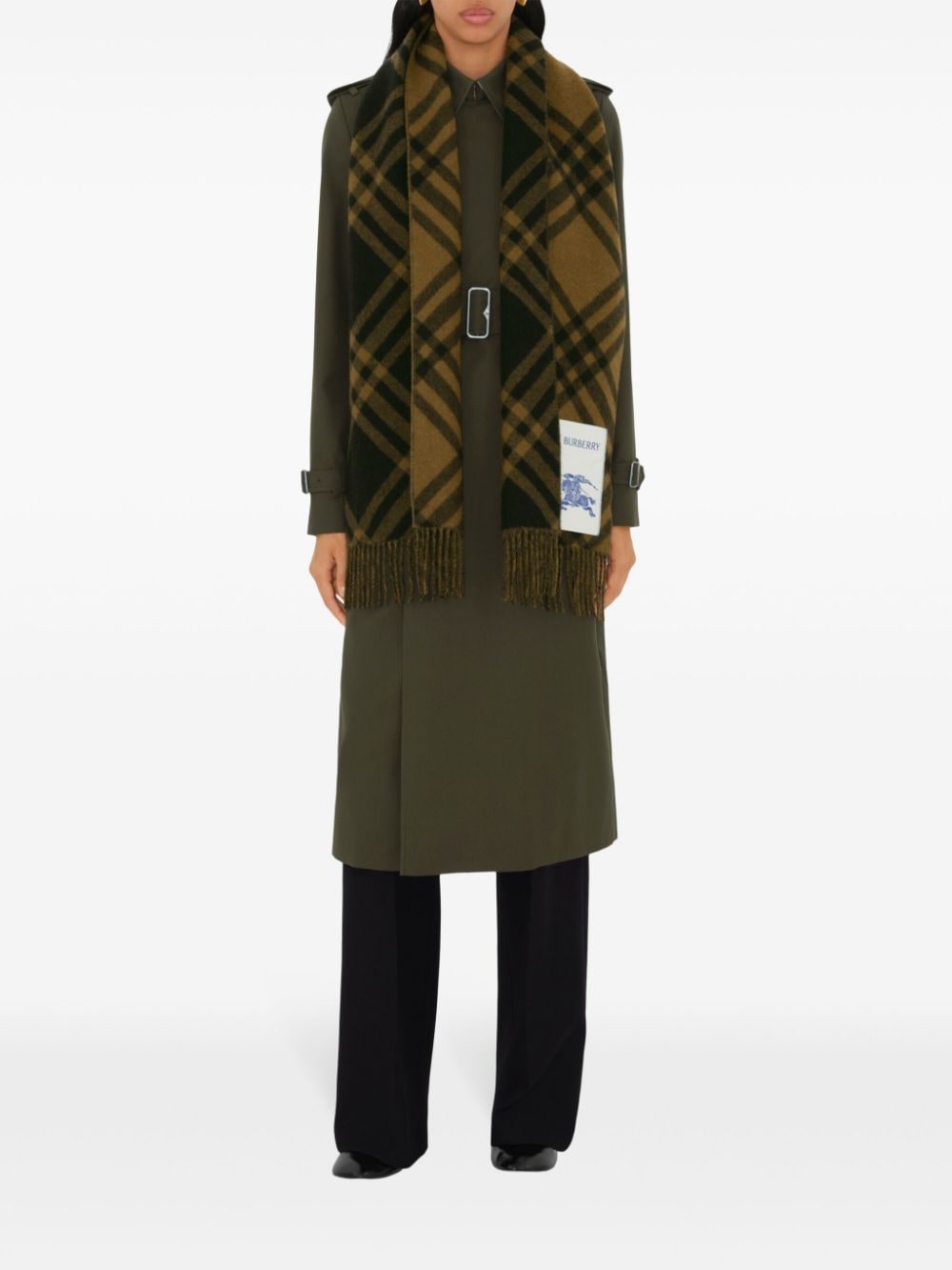 Shop Burberry Check Cashmere Scarf In Brown