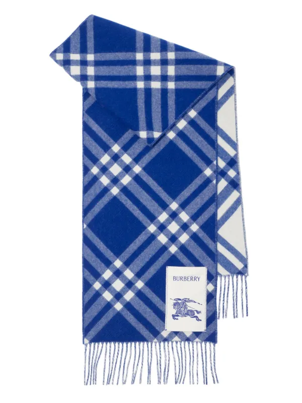 【関税&送料込】Burberry Blue Cashmere Scarf Burberry Check Cashmere Scarf | Blue | FARFETCH