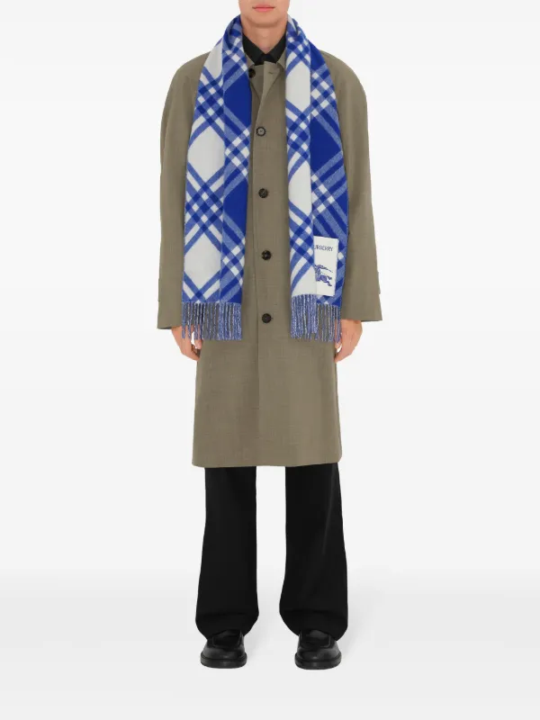 Burberry チェック カシミアスカーフ | ブルー | FARFETCH JP