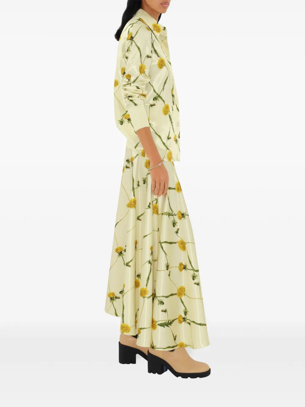 Burberry Dandelion-print Asymmetric Skirt In Yellow