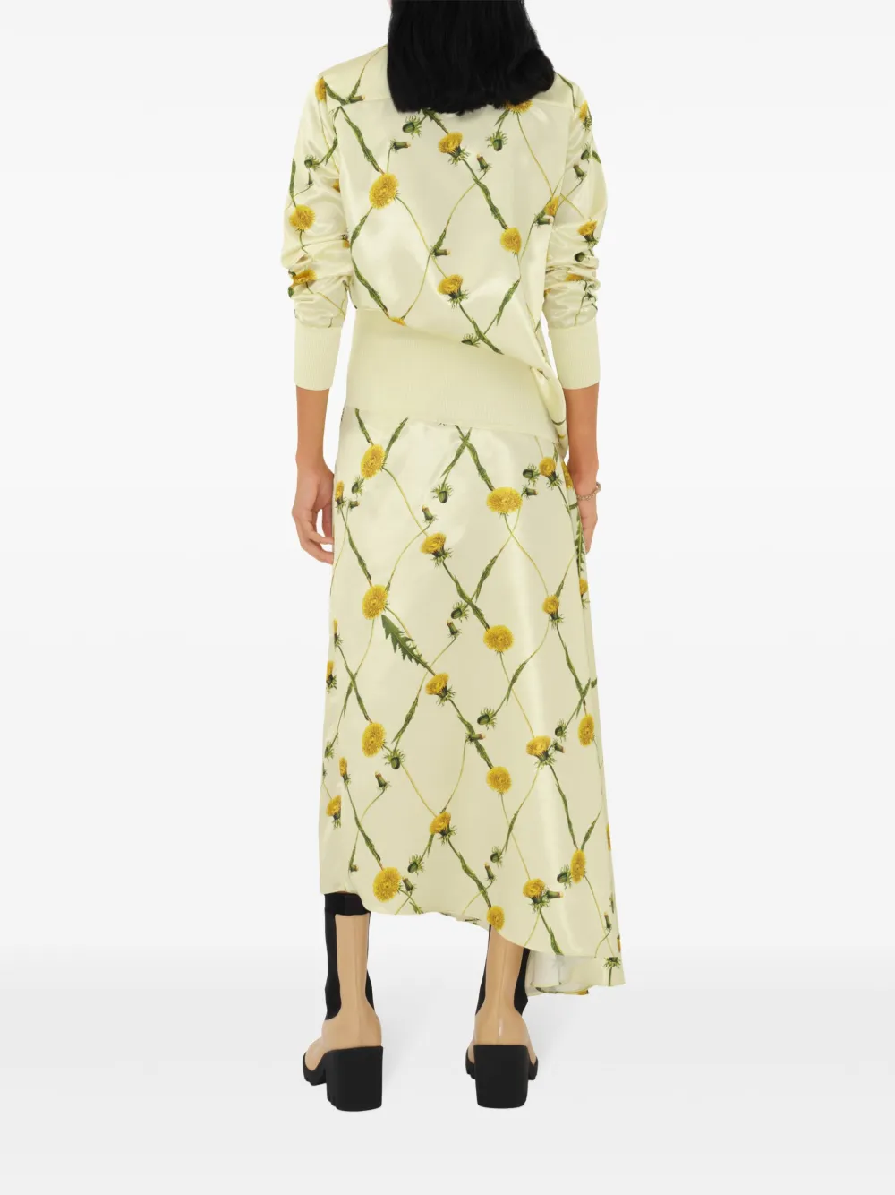 Burberry Dandelion-print Asymmetric Skirt In Yellow
