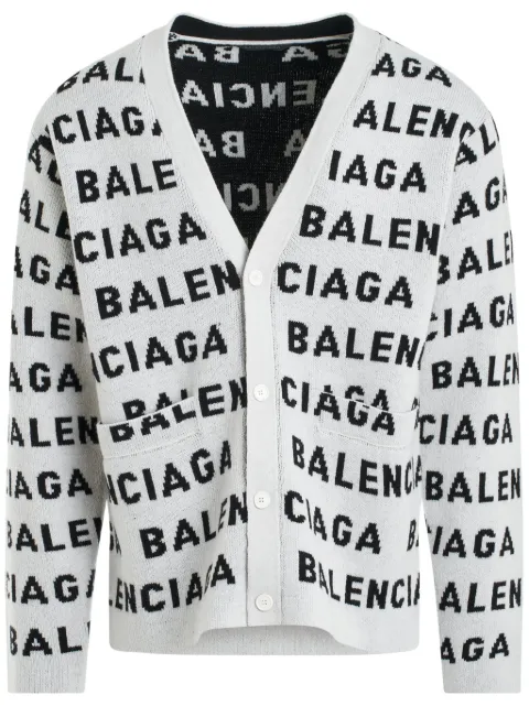 Balenciaga intarsia-knit logo-motif cardigan