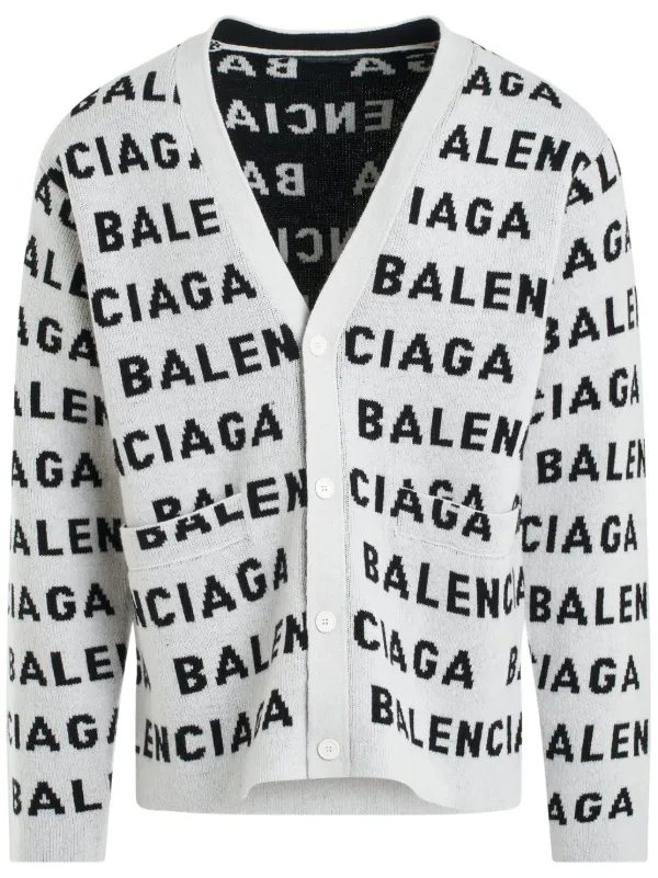 Balenciaga intarsia knit logo motif Cardigan White FARFETCH CA