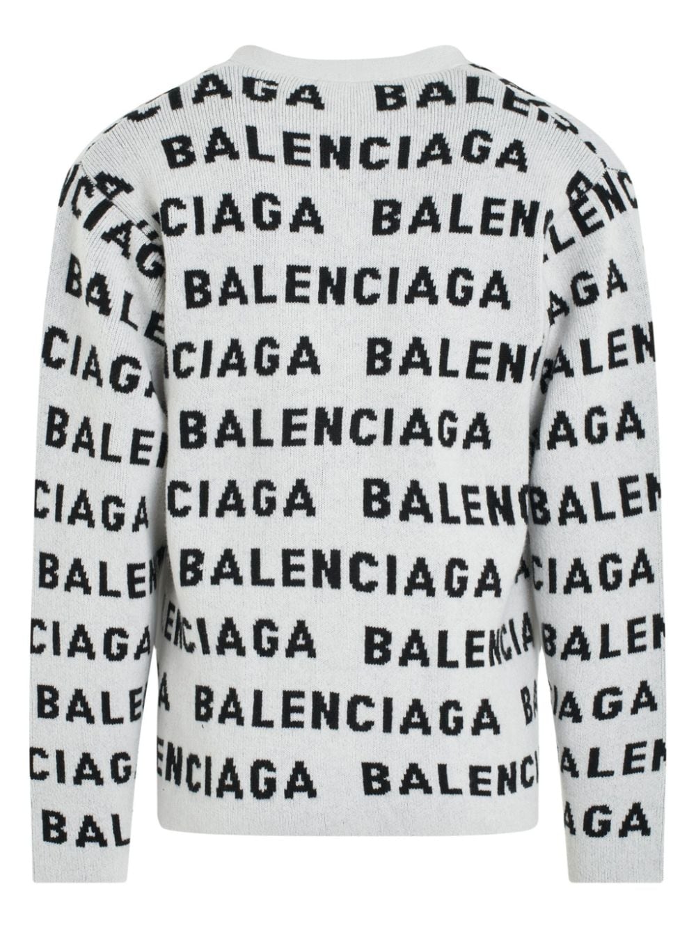 Balenciaga intarsia-knit logo-motif cardigan - Wit