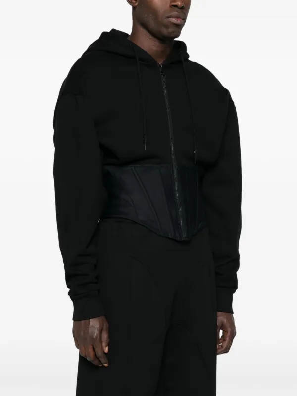 Mugler Corseted Hoodie Black FARFETCH TH