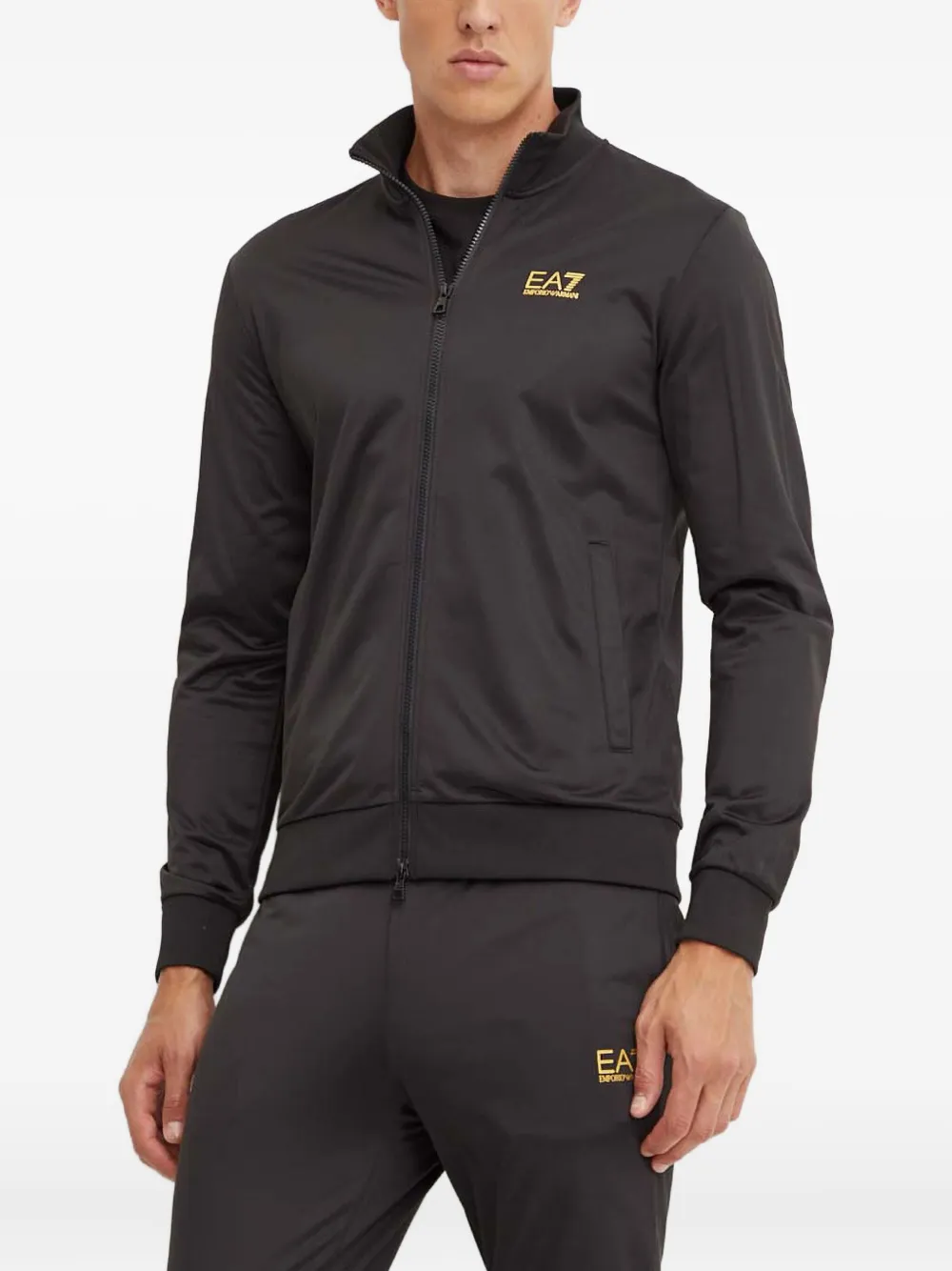 Ea7 Emporio Armani Jumpsuit met rits en logo Zwart