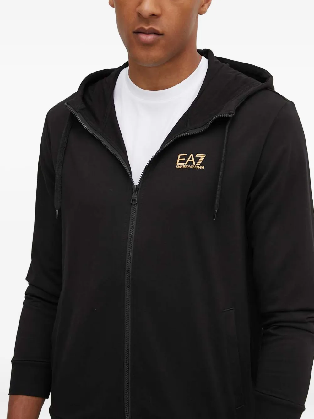 Ea7 Hooded Zip Jumpsuit In Black