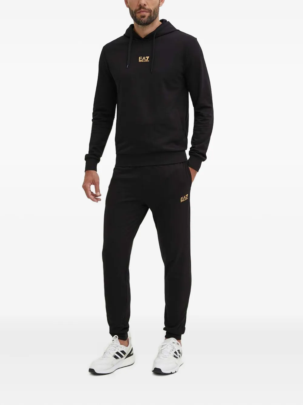 Ea7 Emporio Armani Jumpsuit met capuchon en logo - Zwart