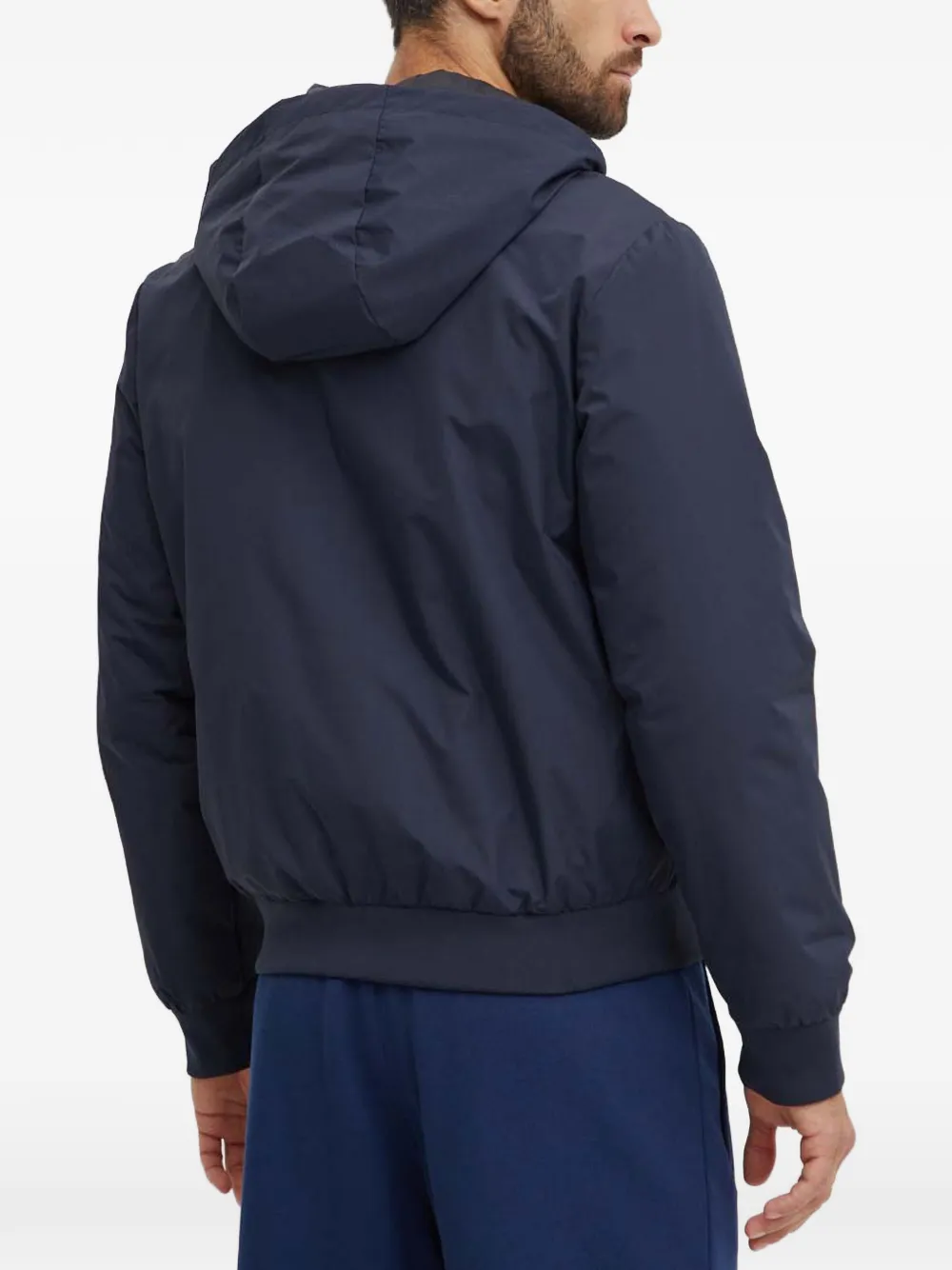 Ea7 Emporio Armani Core Identity logo-print hooded jacket Blauw