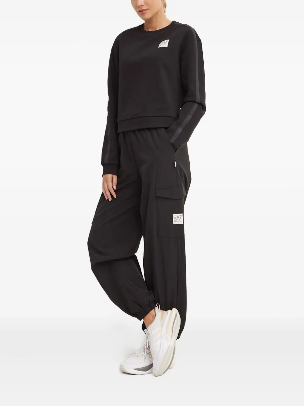 Ea7 Emporio Armani Sweater met logostreep Zwart