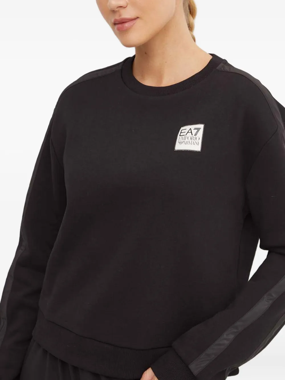 Ea7 Emporio Armani Sweater met logostreep Zwart