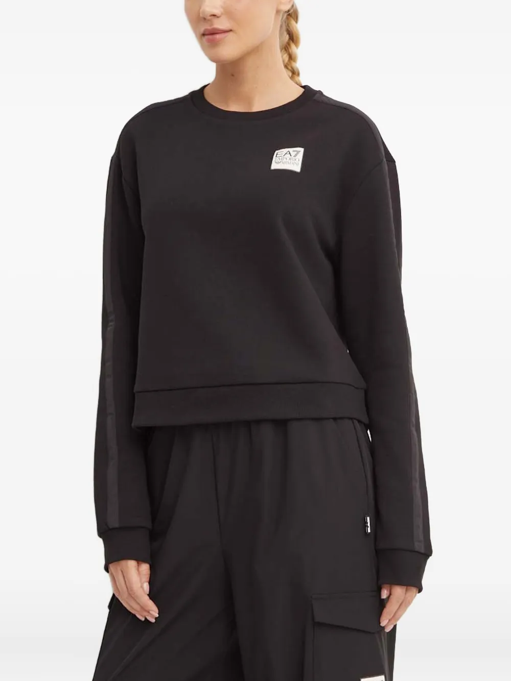 Ea7 Emporio Armani Sweater met logostreep Zwart