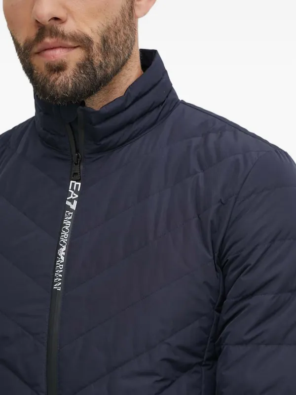 Ea7 Emporio Armani Quilted Zip Jacket | Blue | FARFETCH CA