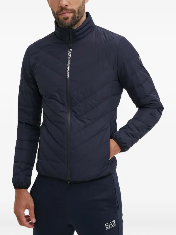 Ea7 Emporio Armani Quilted Zip Jacket | Blue | FARFETCH CA