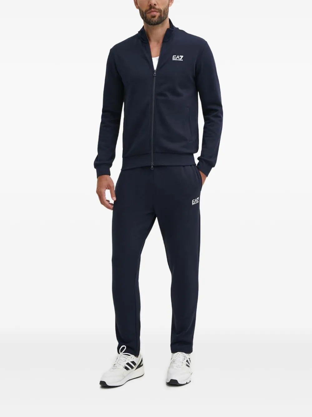 Ea7 Emporio Armani Jumpsuit met rits en logo - Blauw