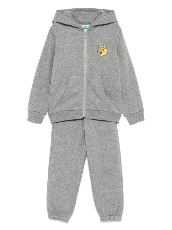 Kenzo Kids Tuta Sportiva Con Motivo Tiger Grigio FARFETCH IT