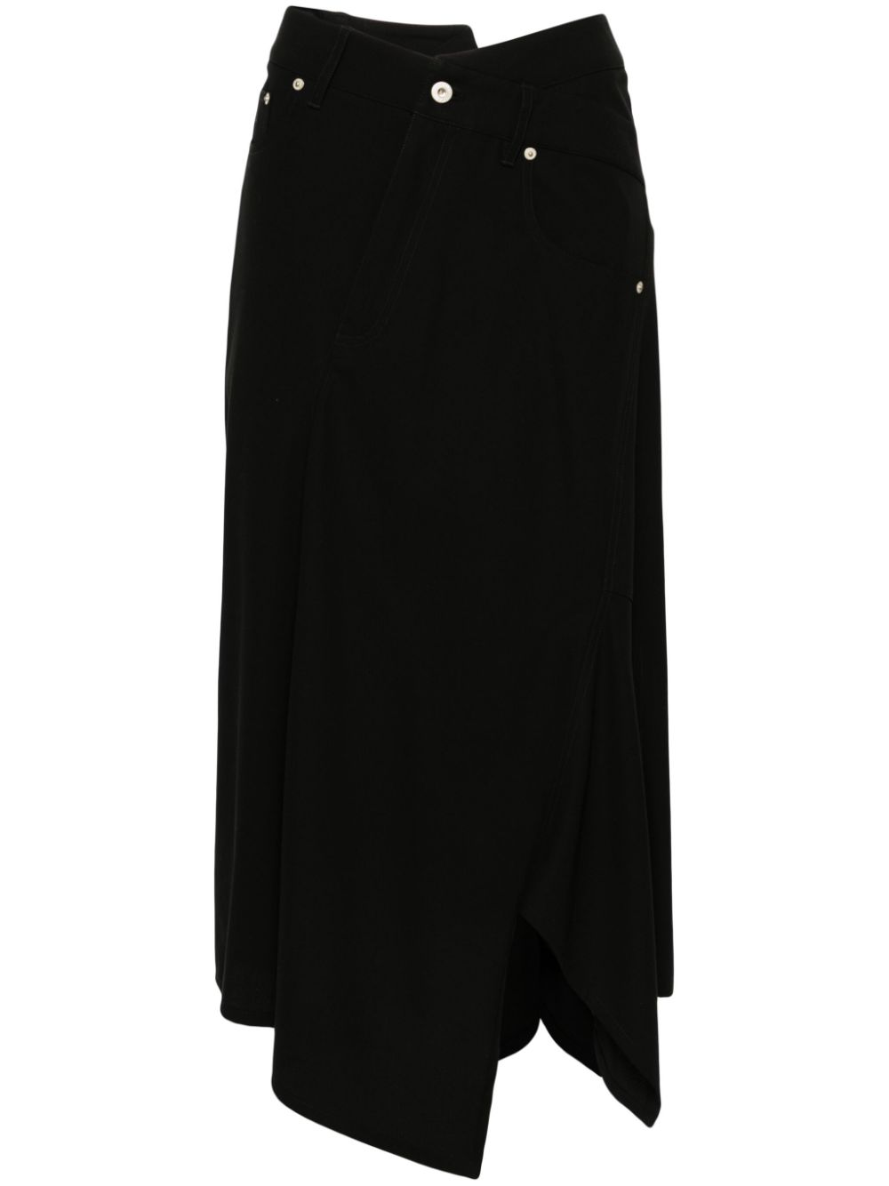 LOEWE asymmetric midi skirt – Black