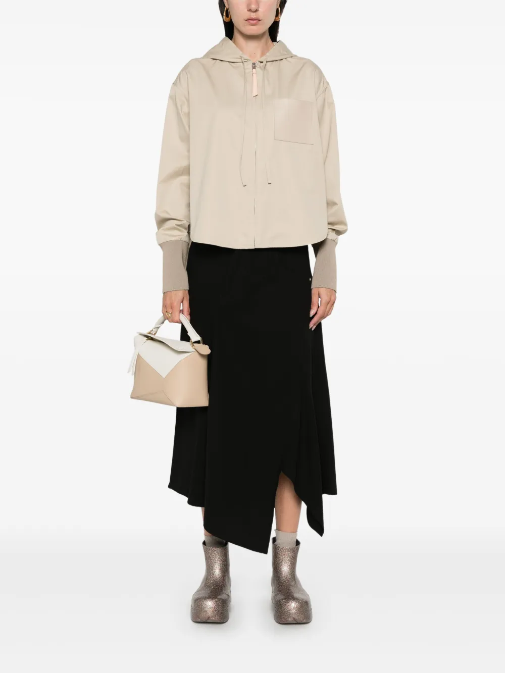 LOEWE Asymmetrische midi-rok - Zwart