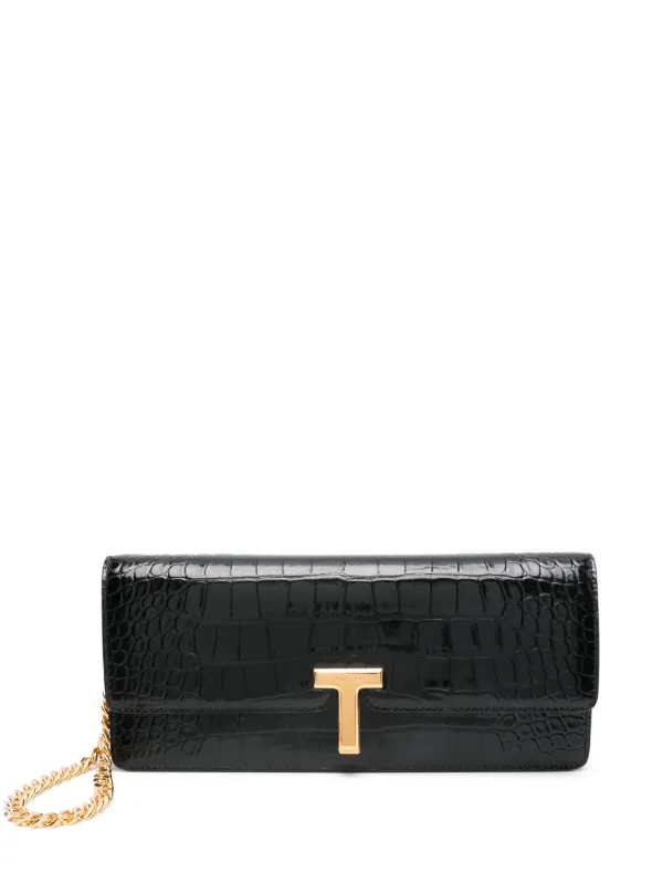 TOM FORD Clutch Con Effetto Coccodrillo Nero FARFETCH IT