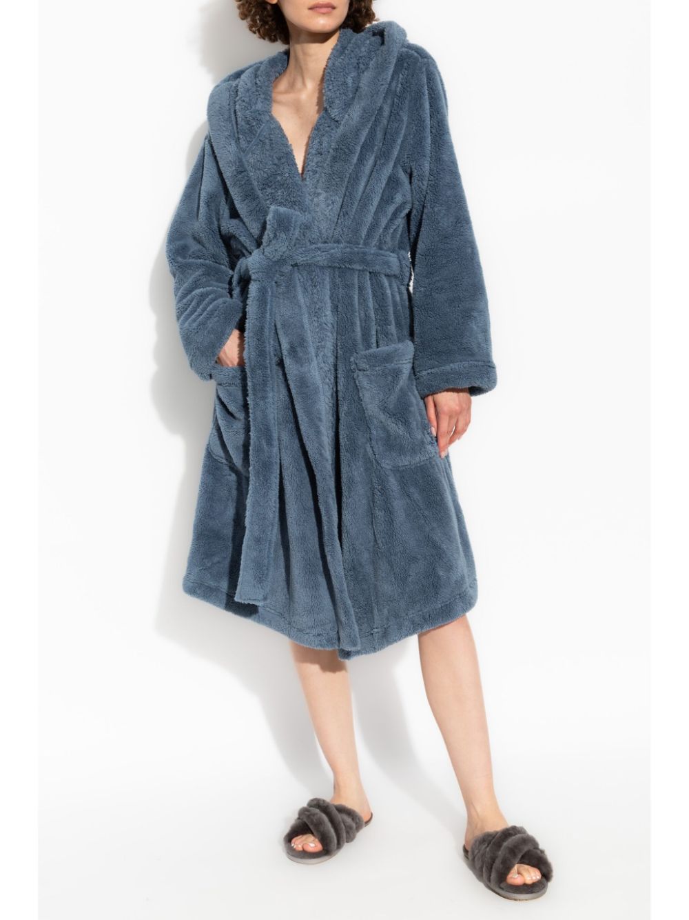 UGG Sherpa logo-embroidered robe - Blauw