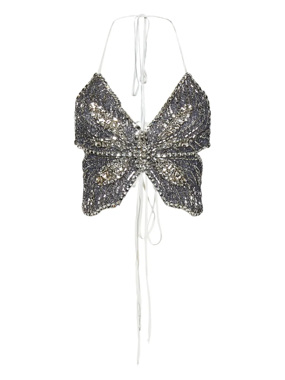ROOM76 embellished butterfly crop top - シルバートーン ROOM76 embellished butterfly crop top - シルバートーン