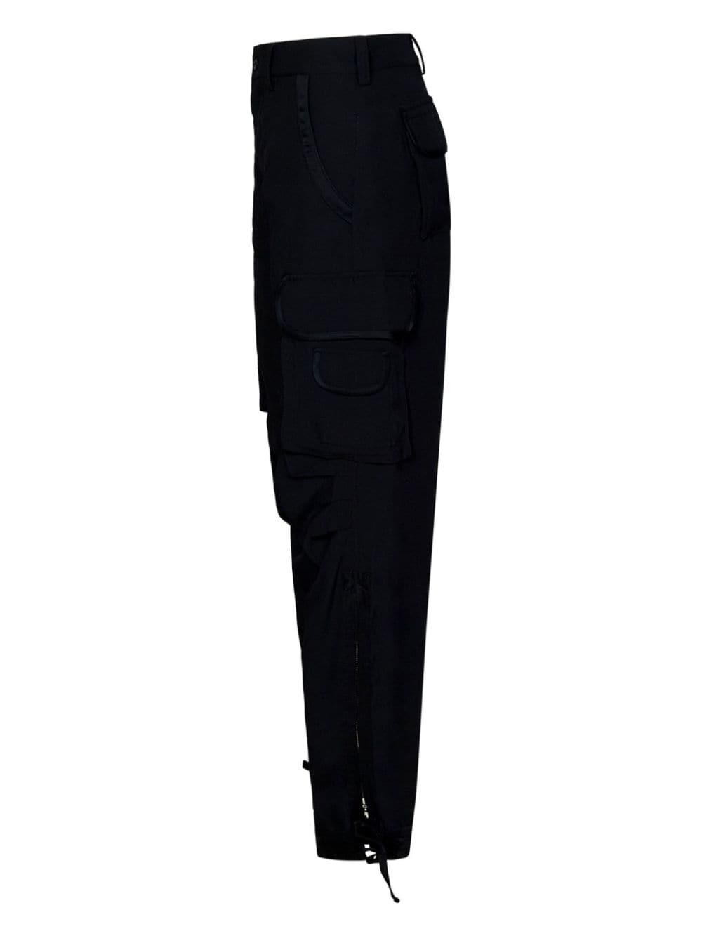 Shop Room76 Drawstring-cuffs Cargo Trousers In Black