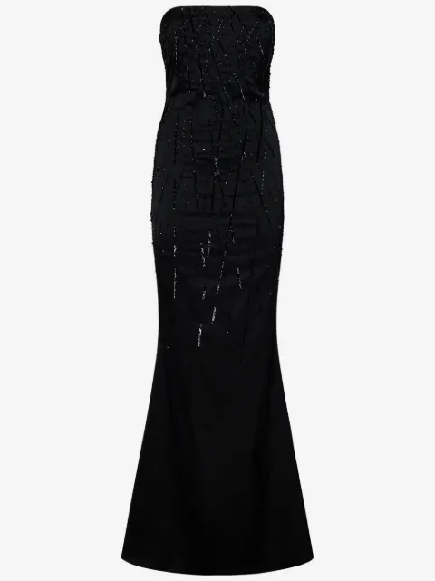 ROOM76 crystal-embellished satin gown