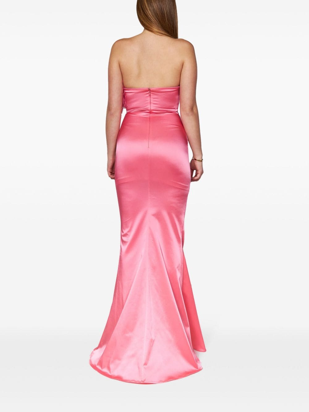 ROOM76 ROSE APPLIQUÉ SATIN DRESS 