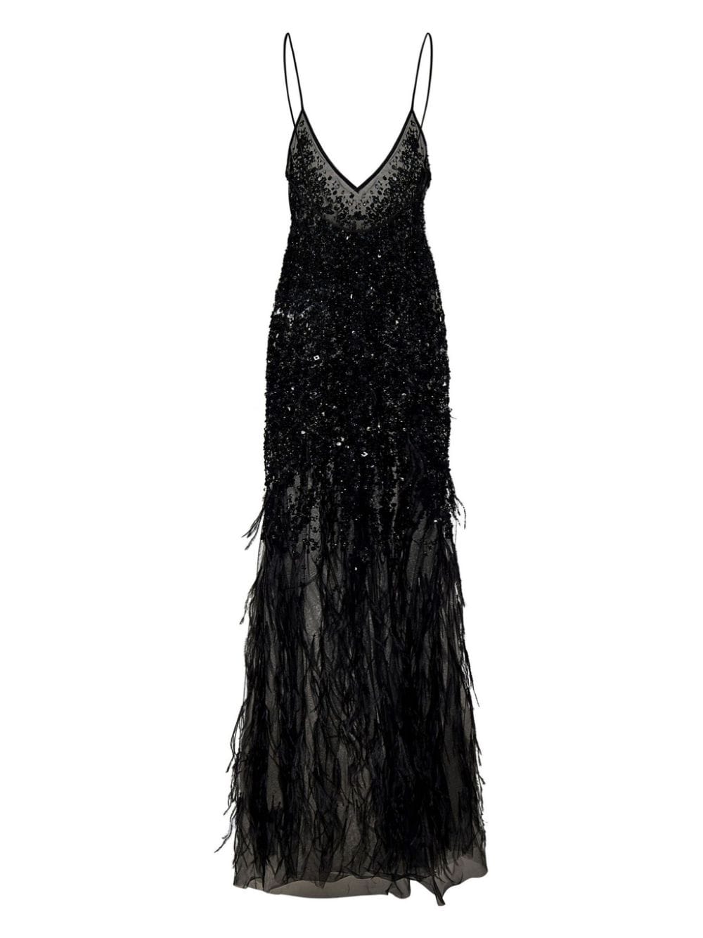 Shop Room76 Semi-sheer Gown In Black