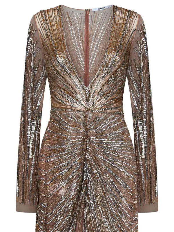 ROOM76 sequin embellished Gathered Dress Neutrals FARFETCH CA