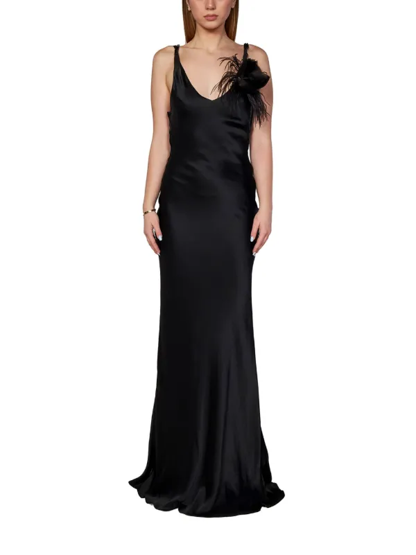 ROOM76 rose-appliqu Satin Maxi Dress | Black | FARFETCH ROOM76 rose-appliqu Satin Maxi Dress | Black | FARFETCH