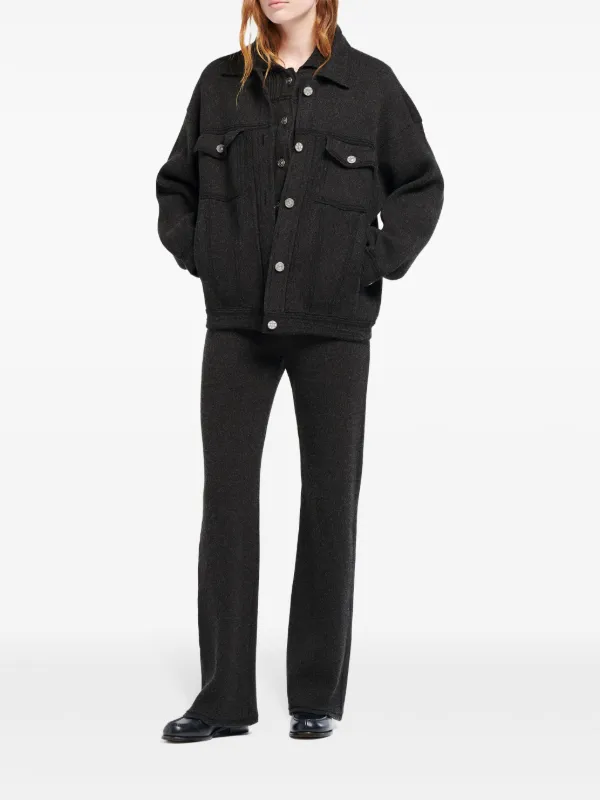 Barrie contrast-stitching denim-effect Jacket Black FARFETCH IN