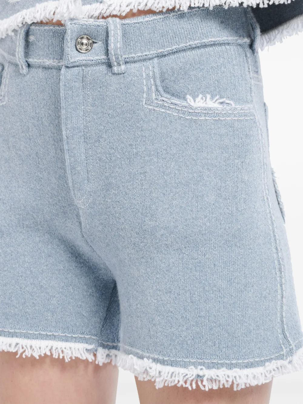 Barrie Fijngebreide shorts met franje detail Blauw