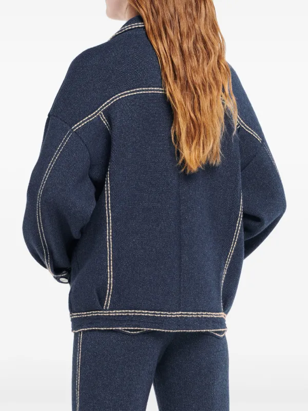 Barrie Gestrickte Hemdjacke Blau FARFETCH AT