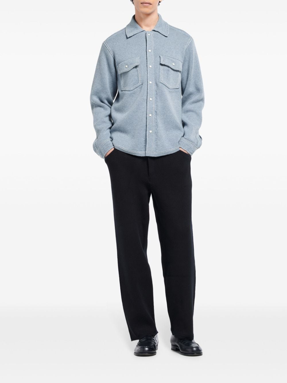 Shop Barrie Knitted Overshirt In Blue