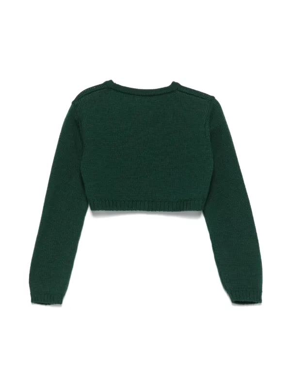 マメクロゴウチ　カーディガン　24AW グリーン Mame Kurogouchi マメクロゴウチ Botanical Pattern Knitted