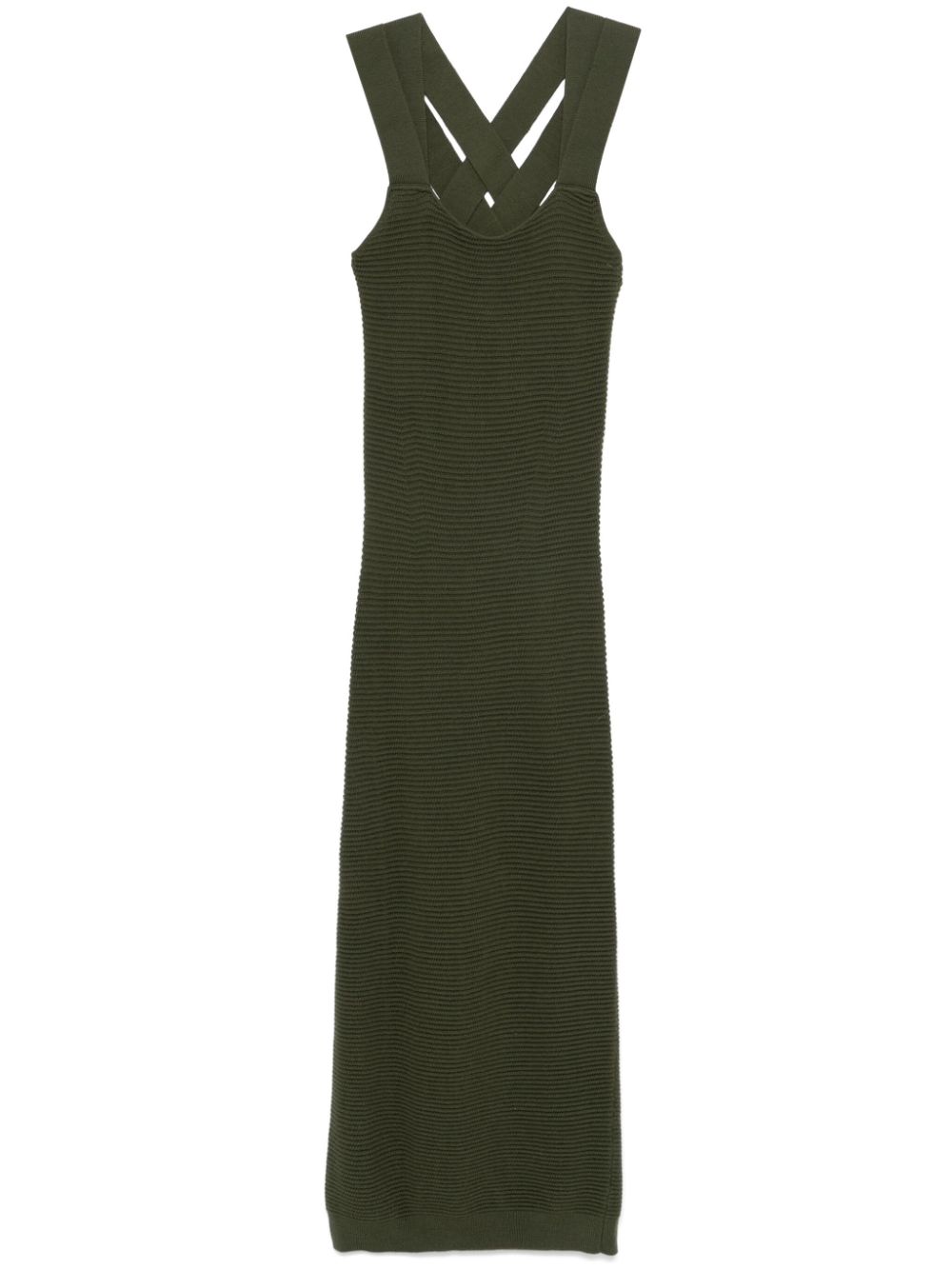 PATOU CRISS-CROSS VIRGIN WOOL MIDI DRESS 