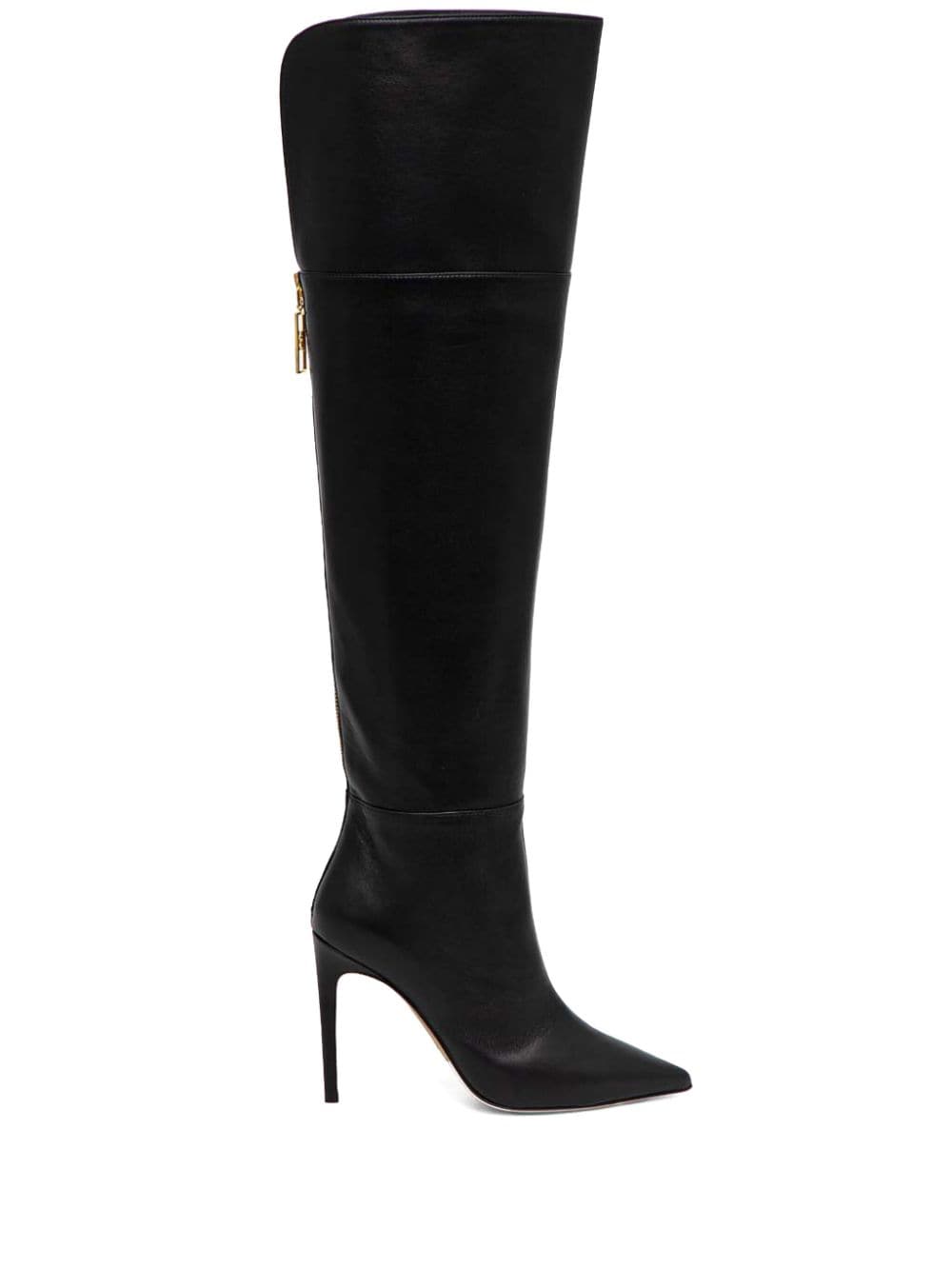 Elisabetta Franchi 100mm Leather Boots In Black