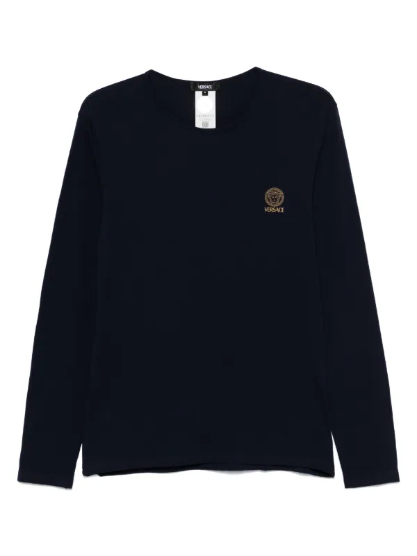 VERSACE｜ (LOGO ROUND NECK LONG SLEEVE (AUU01007 1A10011 Black Underwear T-shirt with long sleeves Versace - Vitkac AS