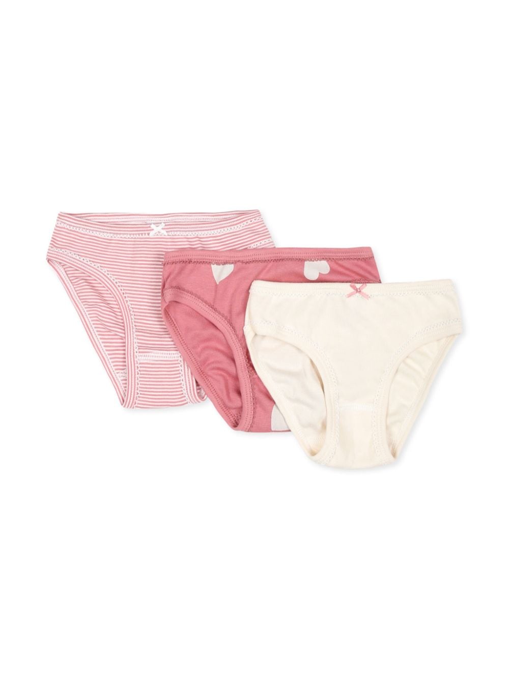 Petit Bateau elasticated organic cotton underwear (pack of three) - Pink