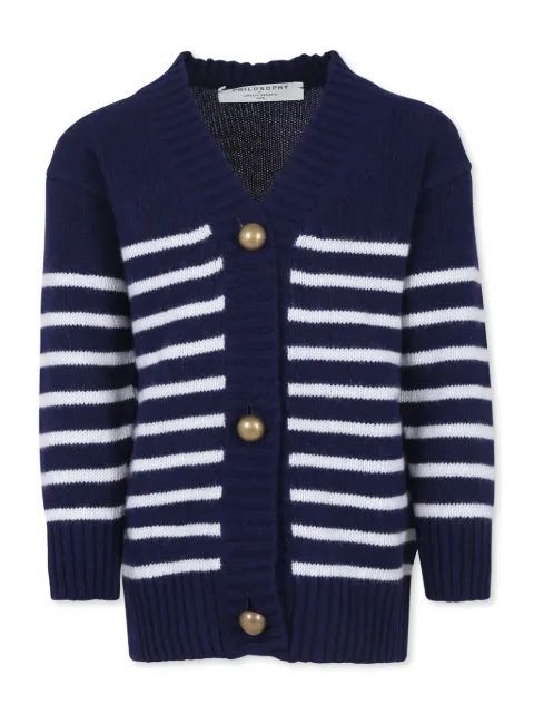 Philosophy Di Lorenzo Serafini Kids Cardigan listrado com gola V
