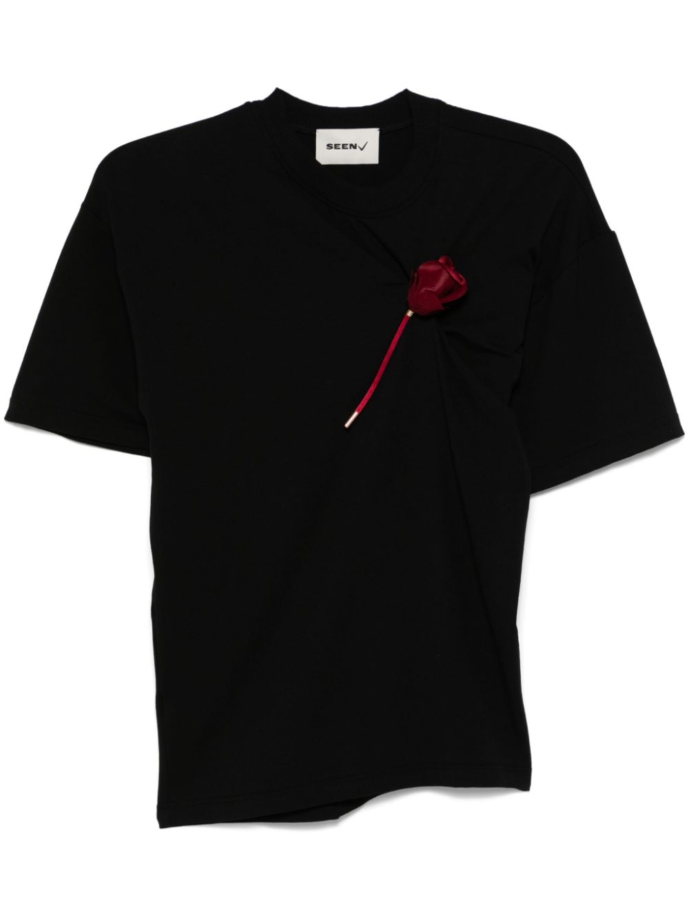 suspended-rose asymmetrical T-shirt