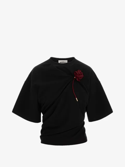 Seen Users Asymmetrisches T-Shirt mit hängender Rose