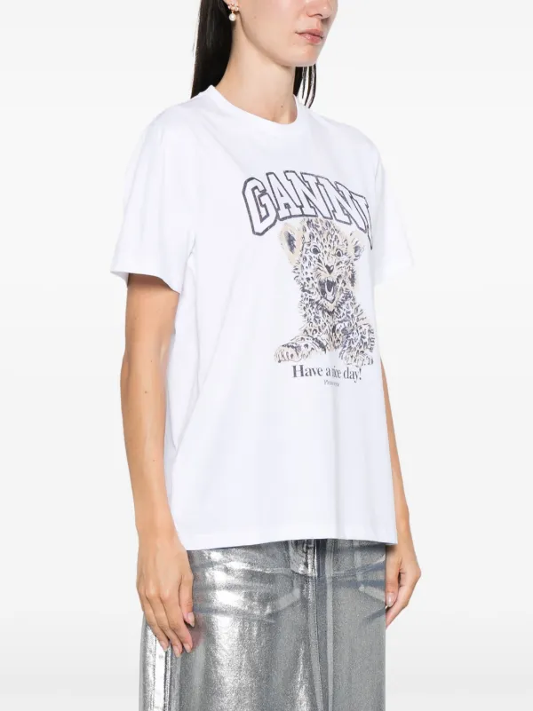GANNI レオパード Tシャツ | ホワイト | FARFETCH JP
