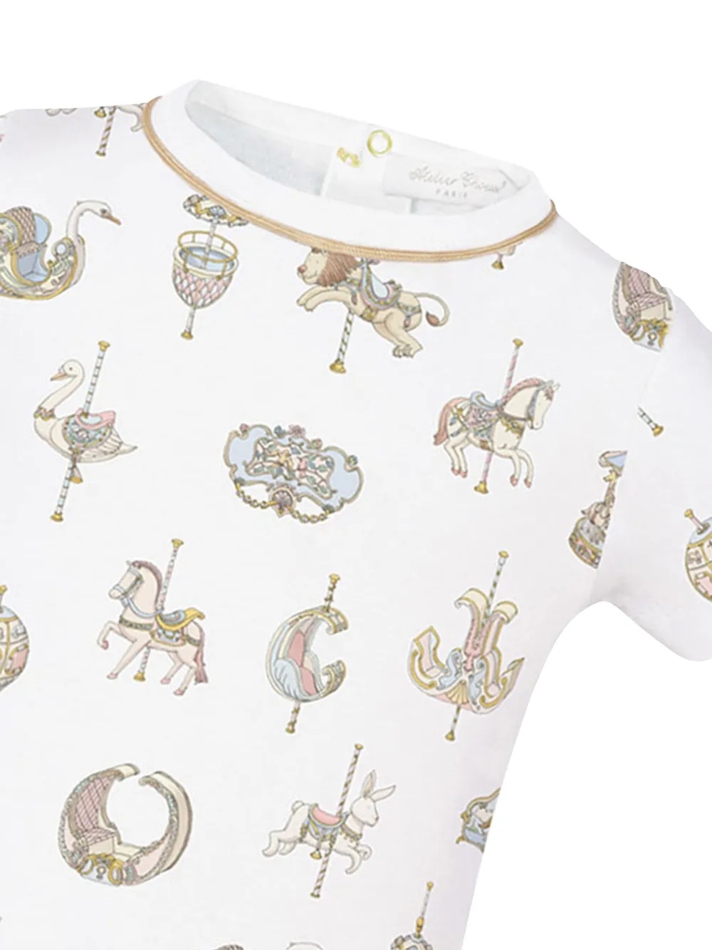 Atelier Choux Carousel Print Bodysuit (9-12 Months) In White
